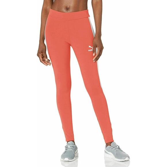 PUMA Women's Iconic T7 Leggings Georgia Peach Size L - Picture 1 of 4